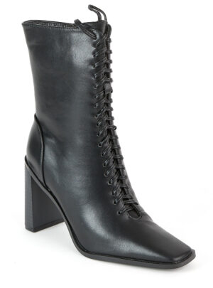 Μποτάκια με κορδόνια και τακούνι μαύρο