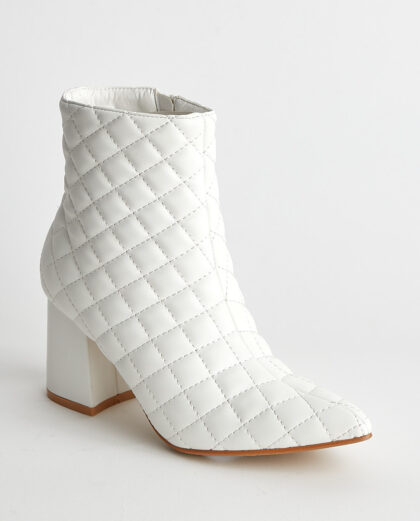 Μποτάκια καπιτονέ με χοντρό τακούνι λευκό